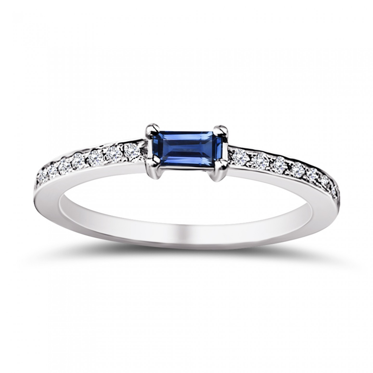 Solitaire ring 18K white gold with sapphire 0.24ct and diamonds  VS1, G da3688 ENGAGEMENT RINGS Κοσμηματα - chrilia.gr