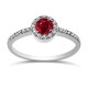 Solitaire ring 18K white gold with ruby 0.41ct and diamonds, VS1, G da3868