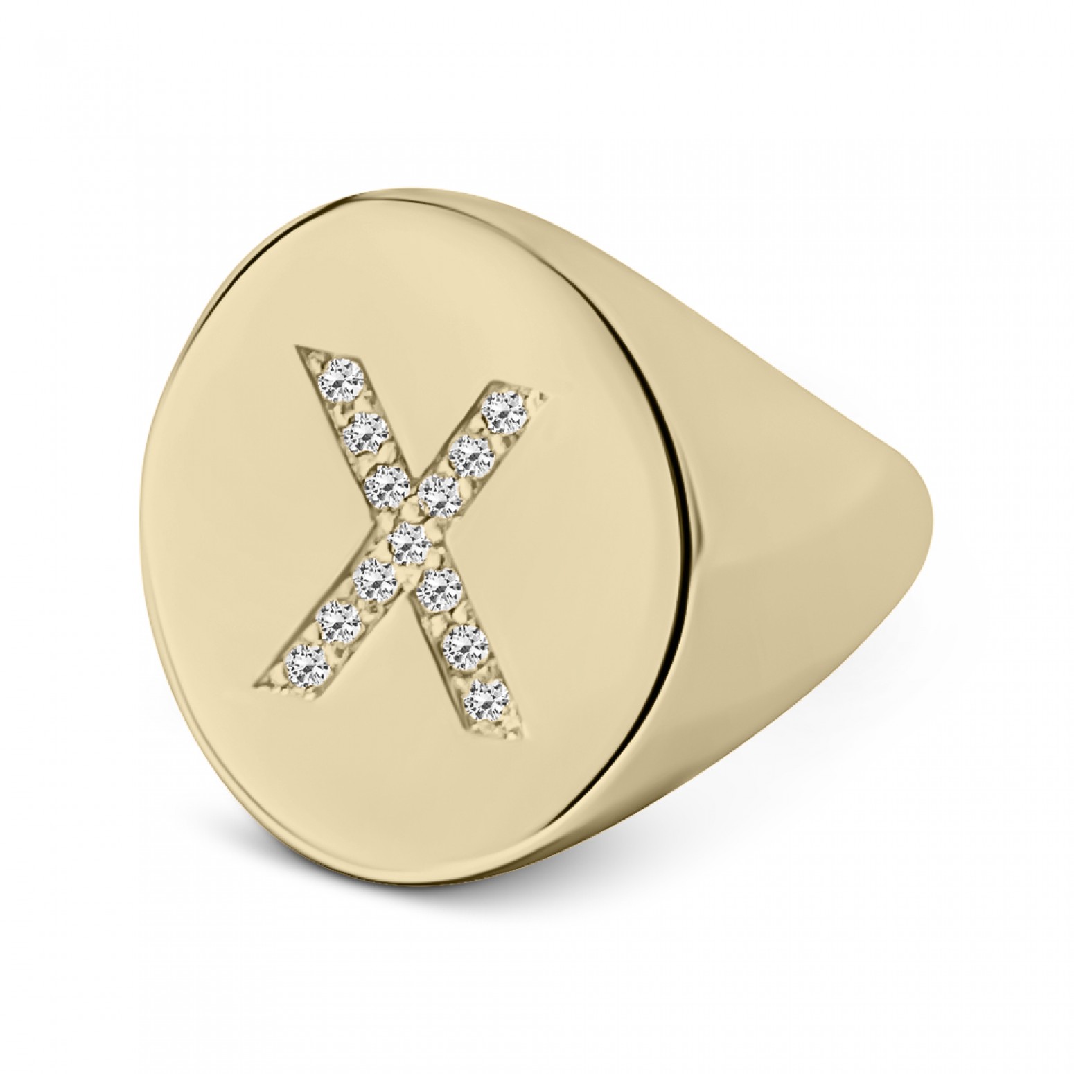 Ring with monogram Χ, K9 gold with zircon, da3886 RINGS Κοσμηματα - chrilia.gr