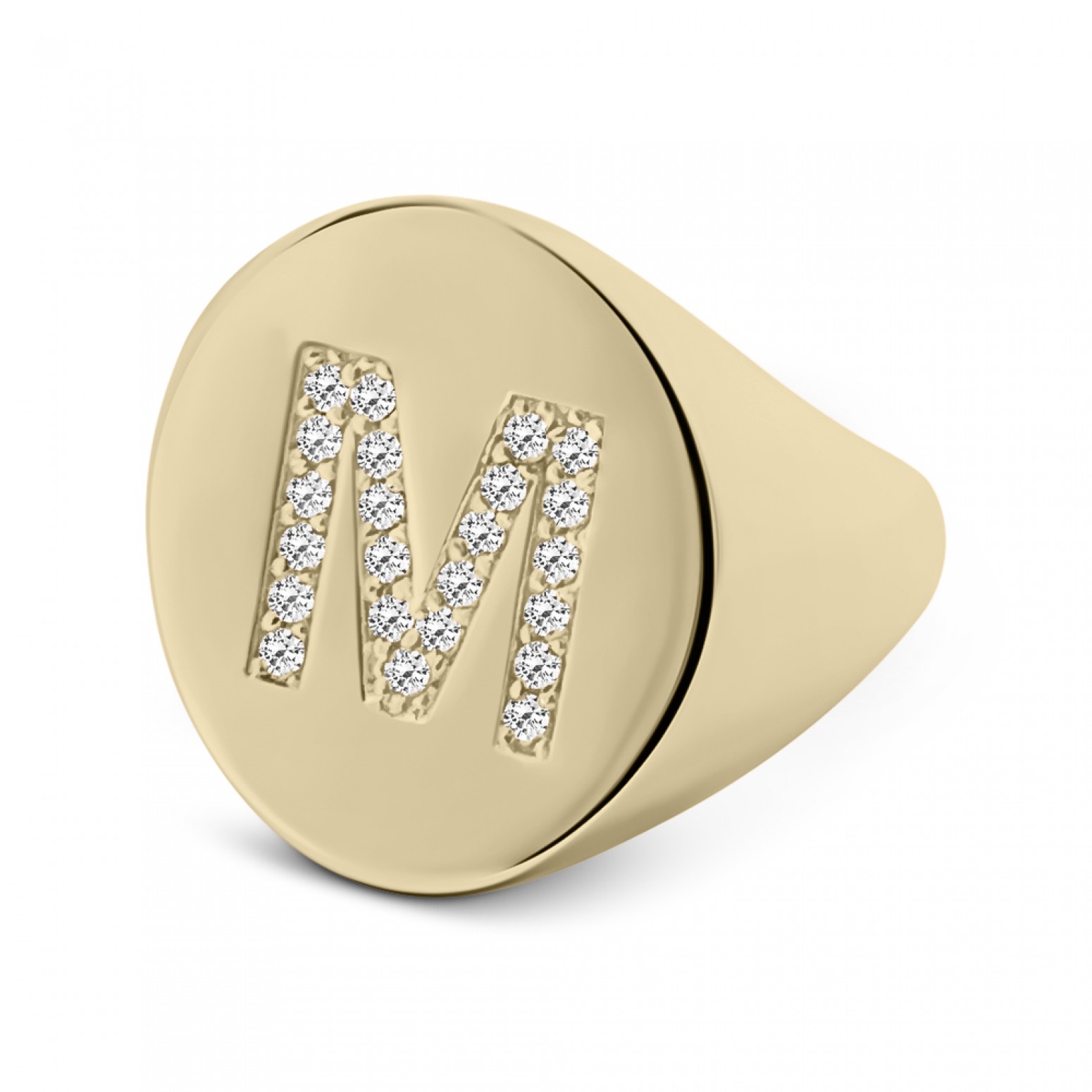 Ring with monogram M, K9 gold with zircon, da3887 RINGS Κοσμηματα - chrilia.gr