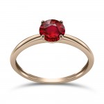 Solitaire ring 14K pink gold with red zircon, da4075 ENGAGEMENT RINGS Κοσμηματα - chrilia.gr
