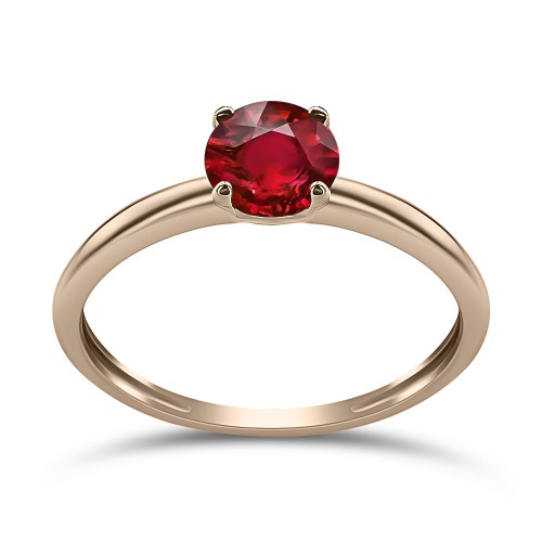 Solitaire ring 14K pink gold with red zircon, da4075 ENGAGEMENT RINGS Κοσμηματα - chrilia.gr