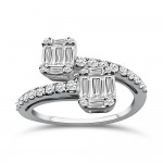 Multistone ring 18K white gold with diamonds 0.62ct, VVS1 , F  da4080 ENGAGEMENT RINGS Κοσμηματα - chrilia.gr