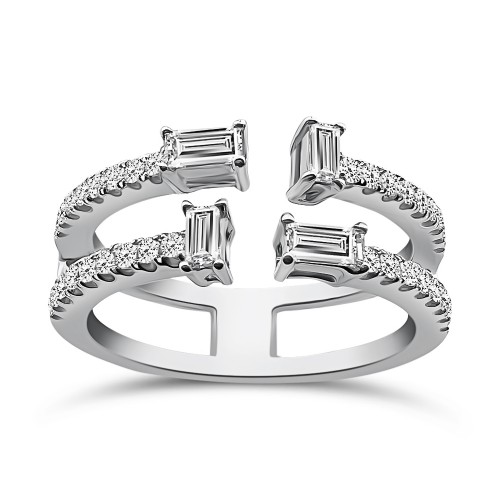 Multistone ring 18K white gold with diamonds 0.57ct, VVS1 , F da4082 ENGAGEMENT RINGS Κοσμηματα - chrilia.gr