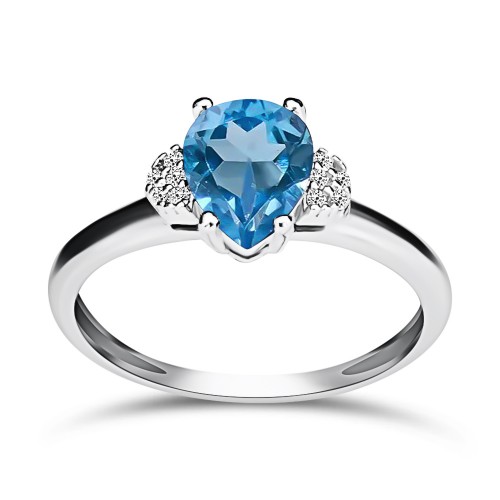 Μονόπετρο δαχτυλίδι Κ14 λευκόχρυσο με γαλάζια και λευκά ζιργκόν, da4060 ΔΑΧΤΥΛΙΔΙΑ ΑΡΡΑΒΩΝΑ Κοσμηματα - chrilia.gr
