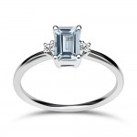 Solitaire ring 18K white gold with aquamarine 0.44ct and diamonds  VS1, G da4062 ENGAGEMENT RINGS Κοσμηματα - chrilia.gr