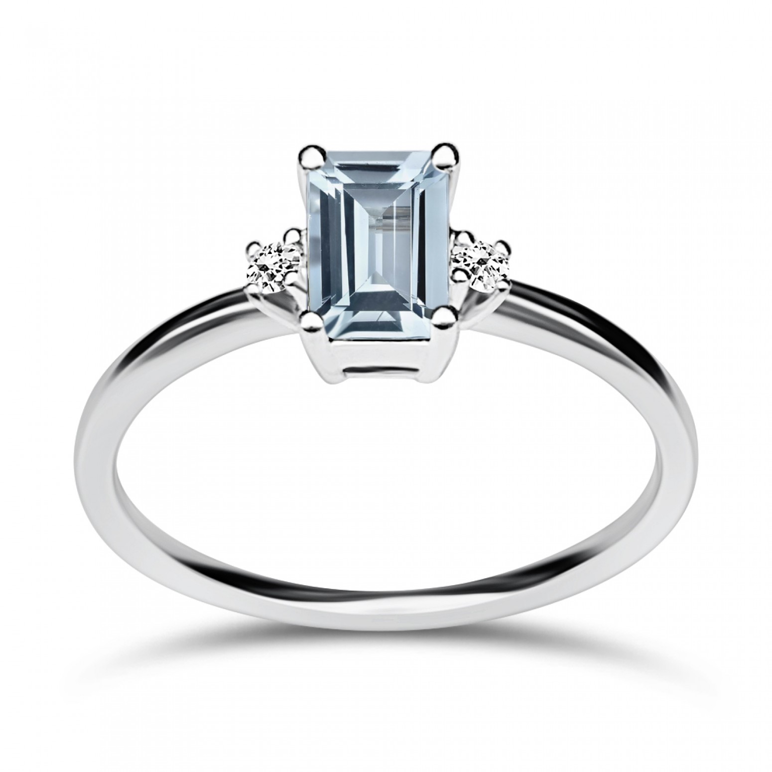 Solitaire ring 18K white gold with aquamarine 0.44ct and diamonds  VS1, G da4062 ENGAGEMENT RINGS Κοσμηματα - chrilia.gr