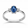 Solitaire ring 18K white gold with sapphire 0.60ct and diamonds 0.06ct, VVS1, G, da3898