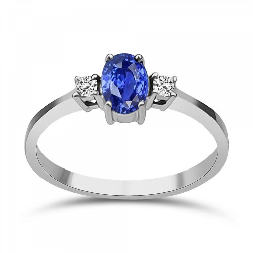 Μονόπετρο δαχτυλίδι Κ18 λευκόχρυσο με τανζανίτη 0.53ct και διαμάντια 0.04ct, VS1, G, da4051 ΔΑΧΤΥΛΙΔΙΑ ΑΡΡΑΒΩΝΑ Κοσμηματα - chrilia.gr