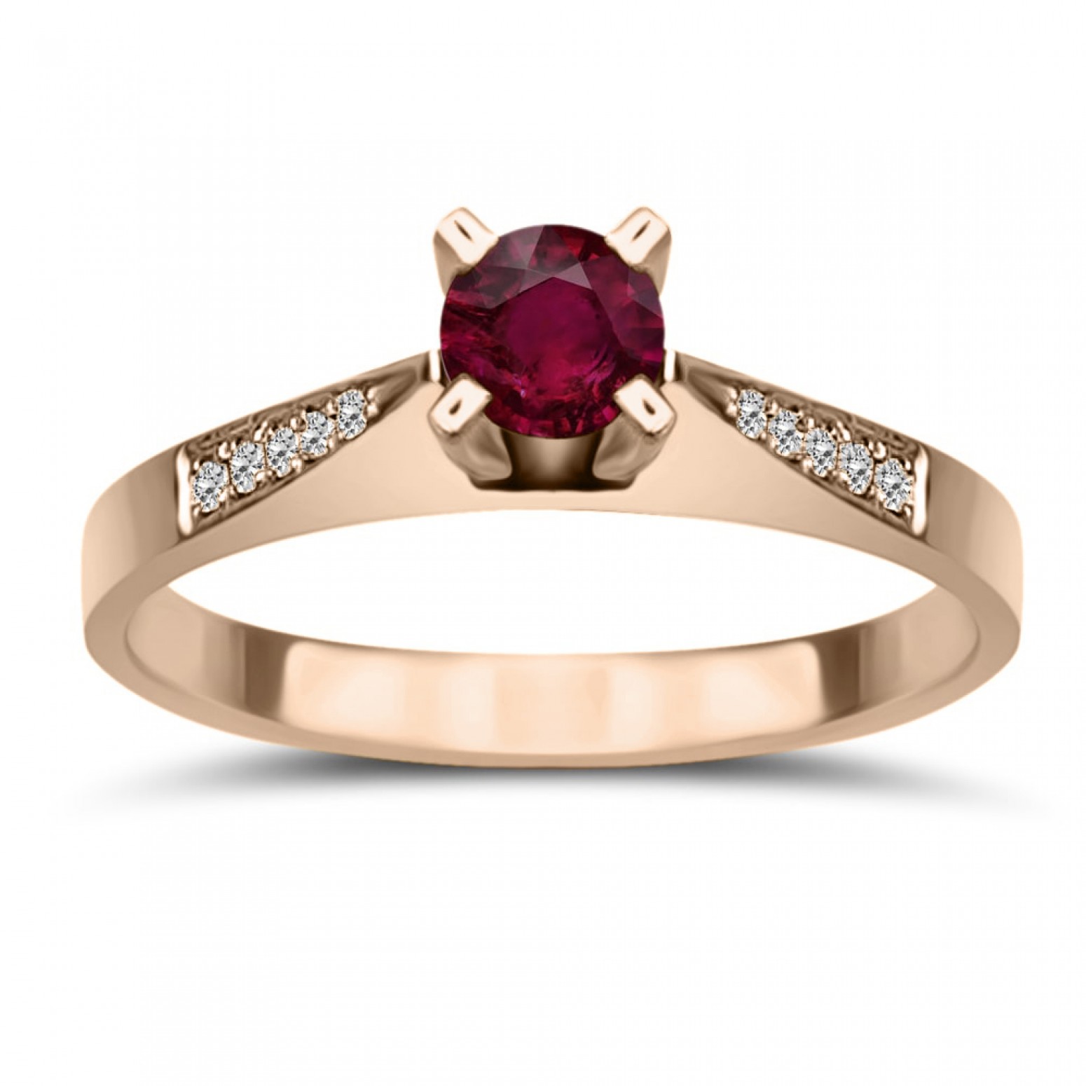 Μονόπετρο δαχτυλίδι Κ18 ροζ χρυσό με ρουμπίνι 0.29ct και διαμάντια VS1, G da3682 ΔΑΧΤΥΛΙΔΙΑ ΑΡΡΑΒΩΝΑ Κοσμηματα - chrilia.gr