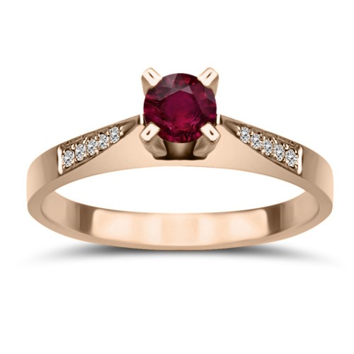 Solitaire ring 18K pink gold with ruby 0.29ct and diamonds VS1, G da3682 ENGAGEMENT RINGS Κοσμηματα - chrilia.gr