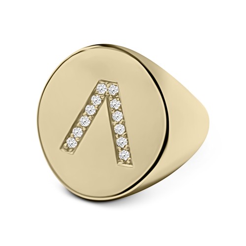 Ring with monogram Λ, K9 gold with zircon, da3891 RINGS Κοσμηματα - chrilia.gr