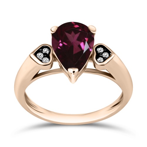 Solitaire ring 14K pink gold with red topaz and zircon, da3419 RINGS Κοσμηματα - chrilia.gr