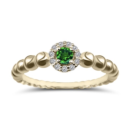Solitaire ring 18K gold with emerald 0.07ct and diamonds VS1, G da3739 ENGAGEMENT RINGS Κοσμηματα - chrilia.gr