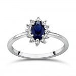 Solitaire ring 14K white gold with blue and white zircon, da3731 ENGAGEMENT RINGS Κοσμηματα - chrilia.gr