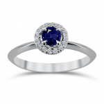 Solitaire ring 18K white gold with sapphire 0.31ct and diamonds, VS1, G da3797 ENGAGEMENT RINGS Κοσμηματα - chrilia.gr