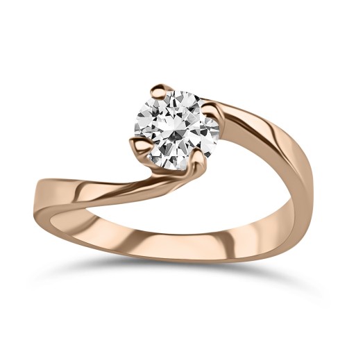 Solitaire ring 14K pink gold with zircon, da3801 ENGAGEMENT RINGS Κοσμηματα - chrilia.gr