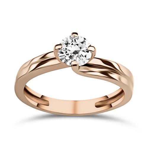 Solitaire ring 14K pink gold with zircon, da3802 ENGAGEMENT RINGS Κοσμηματα - chrilia.gr