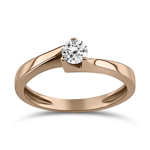 Solitaire ring 14K pink gold with zircon, da3806 ENGAGEMENT RINGS Κοσμηματα - chrilia.gr