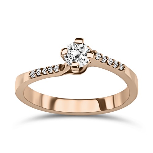 Solitaire ring 14K pink gold with zircon, da3808 ENGAGEMENT RINGS Κοσμηματα - chrilia.gr