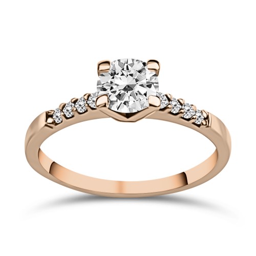 Solitaire ring 14K pink gold with zircon, da3812 ENGAGEMENT RINGS Κοσμηματα - chrilia.gr