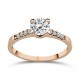 Solitaire ring 14K pink gold with zircon, da3812