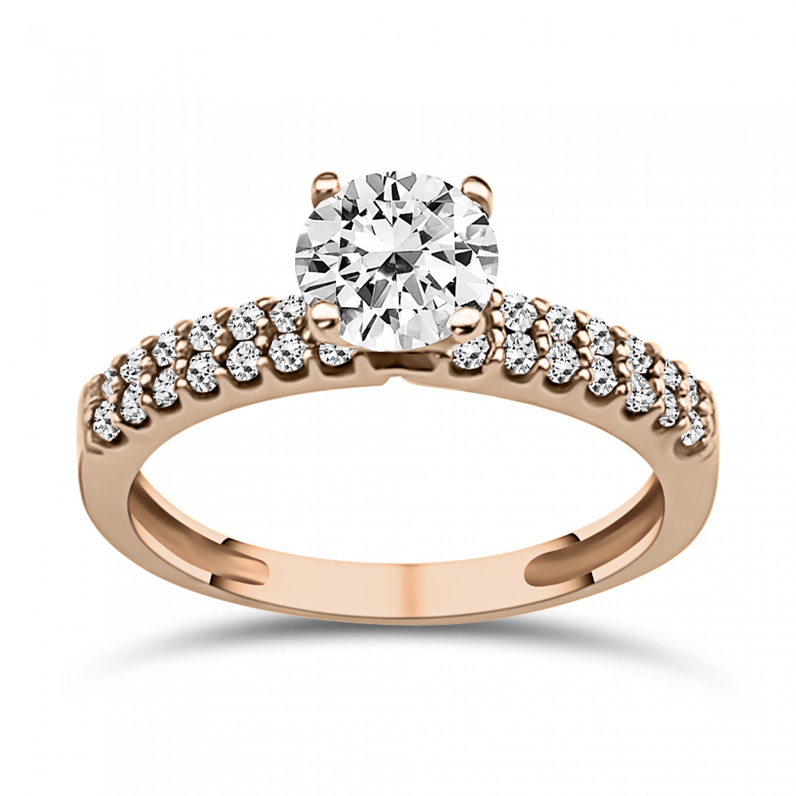 Solitaire ring 14K pink gold with zircon, da3814 ENGAGEMENT RINGS Κοσμηματα - chrilia.gr