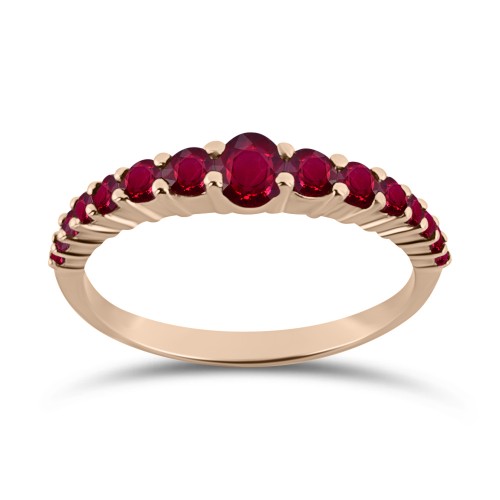 Half stone ring 18K pink gold with rubies 0.80ct, da3841 ENGAGEMENT RINGS Κοσμηματα - chrilia.gr
