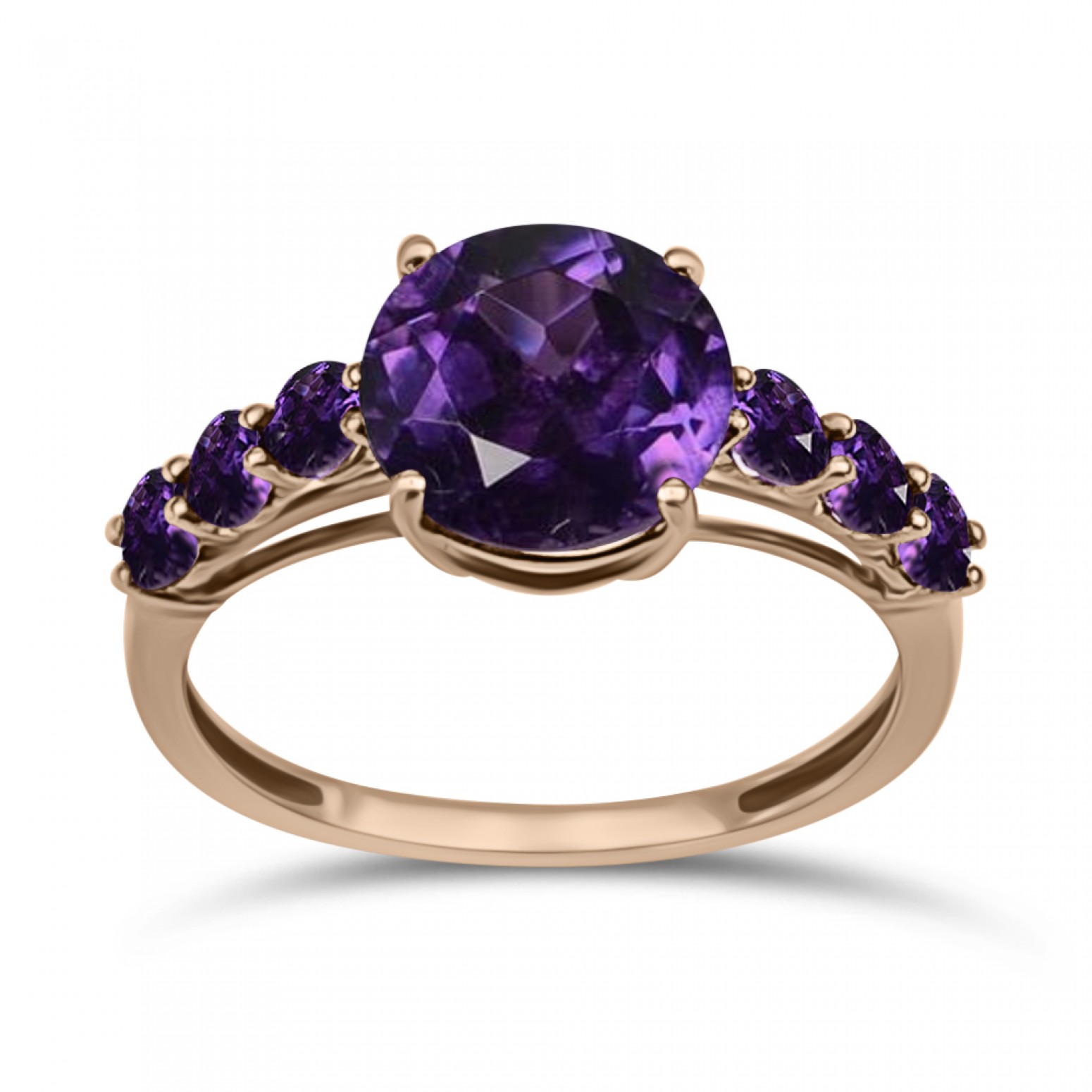 Solitaire ring 18K pink gold with Amethyst 3.40ct, da3847 RINGS Κοσμηματα - chrilia.gr