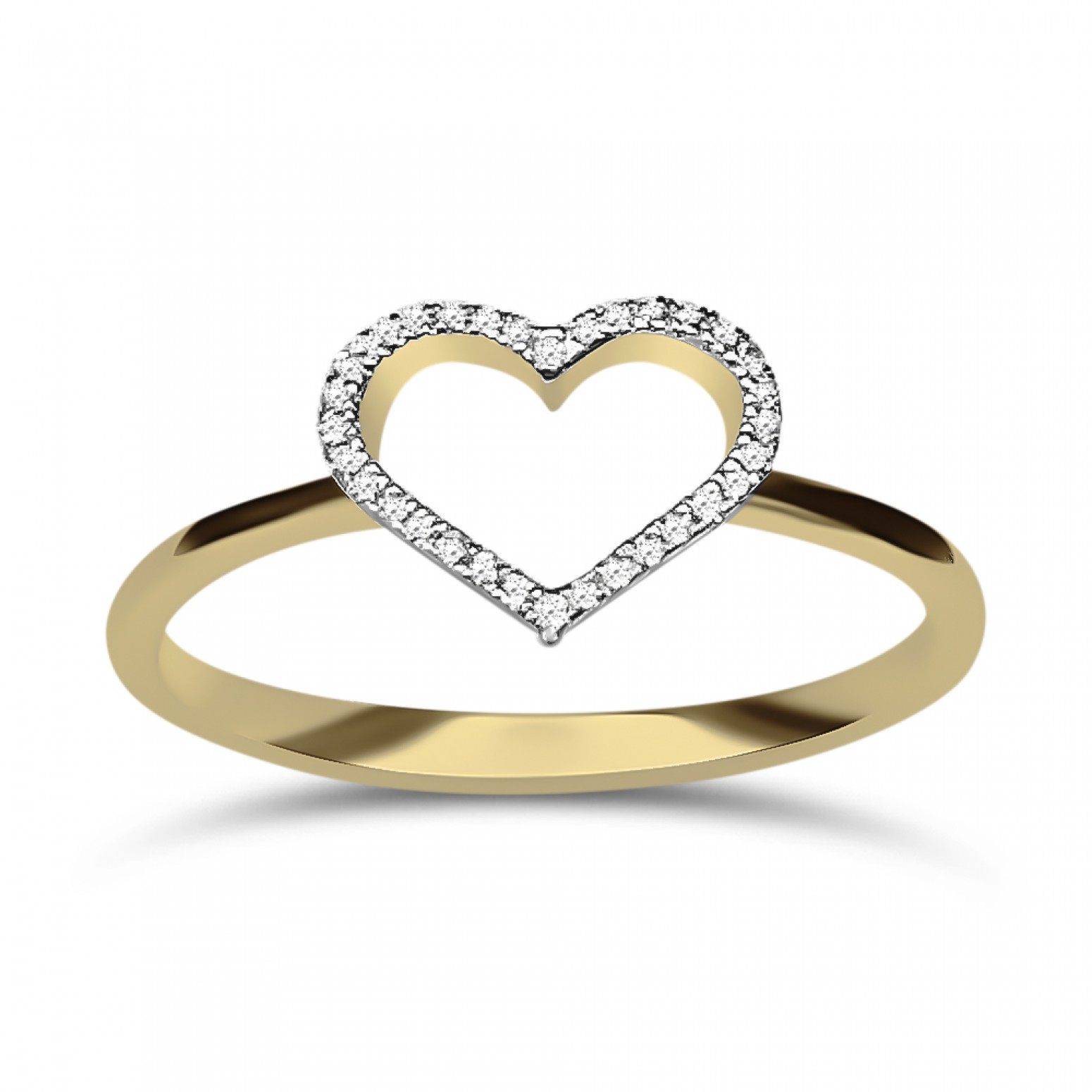 Heart ring 14K gold with diamonds 0.04ct, VS1, H da3856 ENGAGEMENT RINGS Κοσμηματα - chrilia.gr