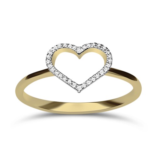 Heart ring 14K gold with diamonds 0.04ct, VS1, H da3856 ENGAGEMENT RINGS Κοσμηματα - chrilia.gr