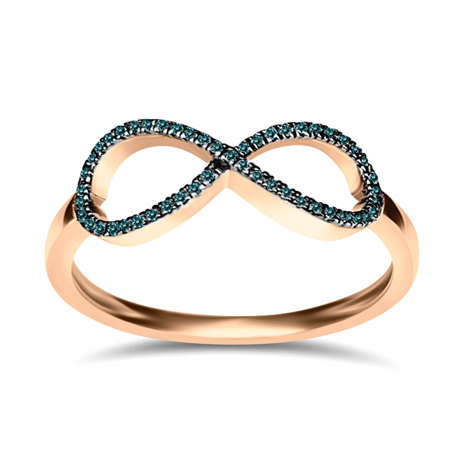 Infinity ring 14K pink gold with blue diamonds 0.08ct, da3881 RINGS Κοσμηματα - chrilia.gr