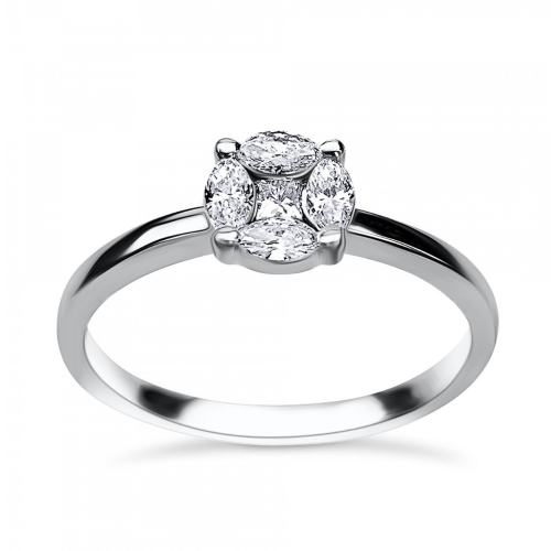 Multistone ring 18K white gold with diamonds 0.22ct, VS1, F from IGL da3109 ENGAGEMENT RINGS Κοσμηματα - chrilia.gr