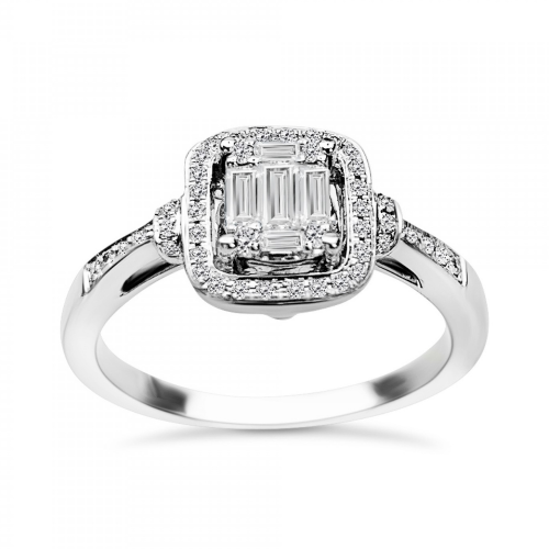 Multistone ring 18K white gold with diamonds 0.27ct, VS1, F, da3292 ENGAGEMENT RINGS Κοσμηματα - chrilia.gr