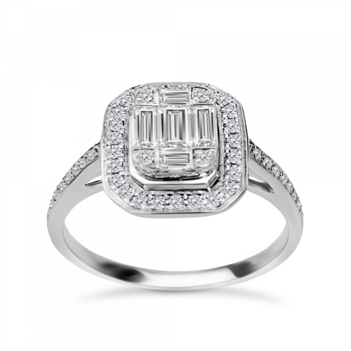 Multistone ring 18K white gold with diamonds 0.54ct, VS1, F da3293 ENGAGEMENT RINGS Κοσμηματα - chrilia.gr