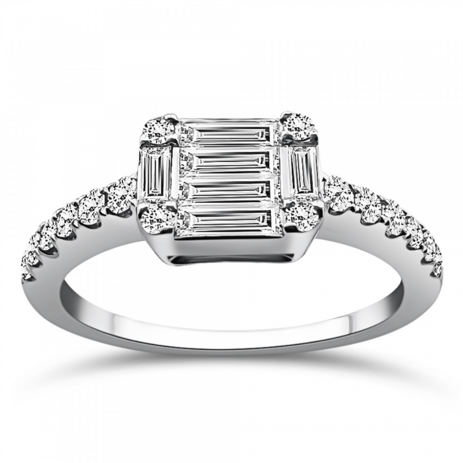 Multistone ring 18K white gold with diamonds 0.51ct, VVS1 , F da4078 ENGAGEMENT RINGS Κοσμηματα - chrilia.gr
