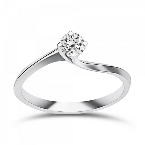 Solitaire ring 18K white gold with diamond 0.19ct, VS1, G from IGL da4174
