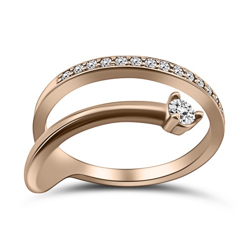Multistone ring Κ9 pink gold with zircon, da3426 ENGAGEMENT RINGS Κοσμηματα - chrilia.gr