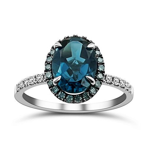 Μονόπετρο δαχτυλίδι Κ18 λευκόχρυσο με London Blue τοπάζι 1.43ct και διαμάντια VS1, G, da4118 ΔΑΧΤΥΛΙΔΙΑ ΑΡΡΑΒΩΝΑ Κοσμηματα - chrilia.gr