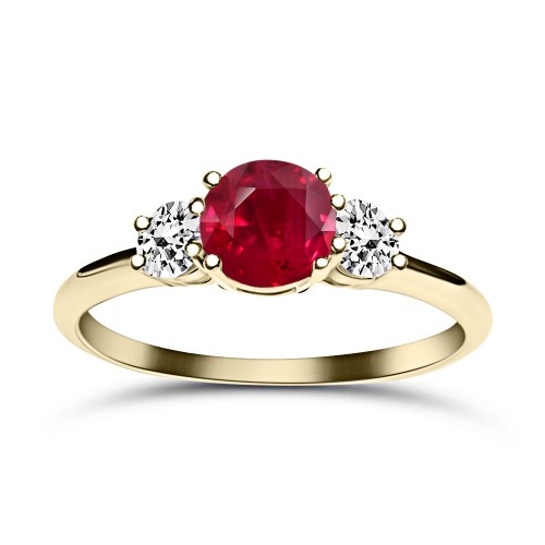 Solitaire ring 14K gold with red and white zircon, da4152 ENGAGEMENT RINGS Κοσμηματα - chrilia.gr