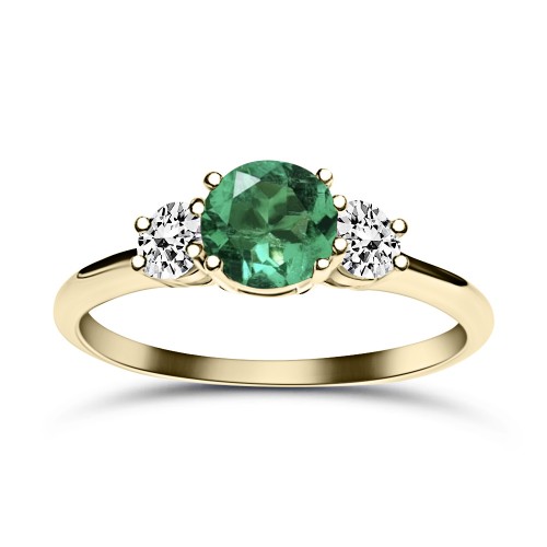Solitaire ring 14K gold with green and white zircon, da4153 ENGAGEMENT RINGS Κοσμηματα - chrilia.gr