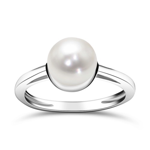 Ring 14K white gold with pearl, da4144 ENGAGEMENT RINGS Κοσμηματα - chrilia.gr