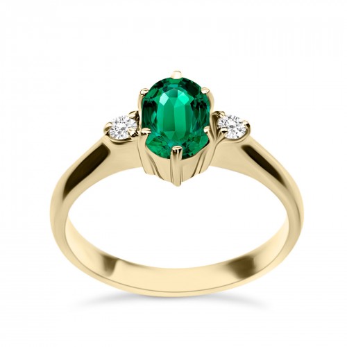 Solitaire ring 18K gold with emerald 0.94ct and diamonds , VS1, G da4005 ENGAGEMENT RINGS Κοσμηματα - chrilia.gr