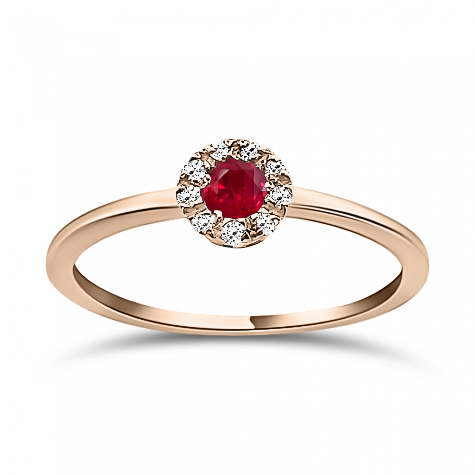 Solitaire ring 18K pink gold with ruby 0.15ct and diamonds SI1, H, da4093 ENGAGEMENT RINGS Κοσμηματα - chrilia.gr