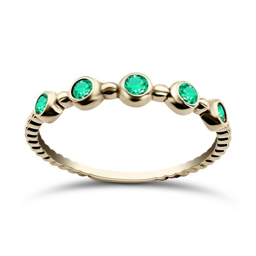 Half stone ring 18K gold with emeralds 0.09ct, da4098 ENGAGEMENT RINGS Κοσμηματα - chrilia.gr