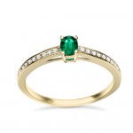Solitaire ring 18K gold with emerald 0.23ct and diamonds VS1, Η da4008 ENGAGEMENT RINGS Κοσμηματα - chrilia.gr