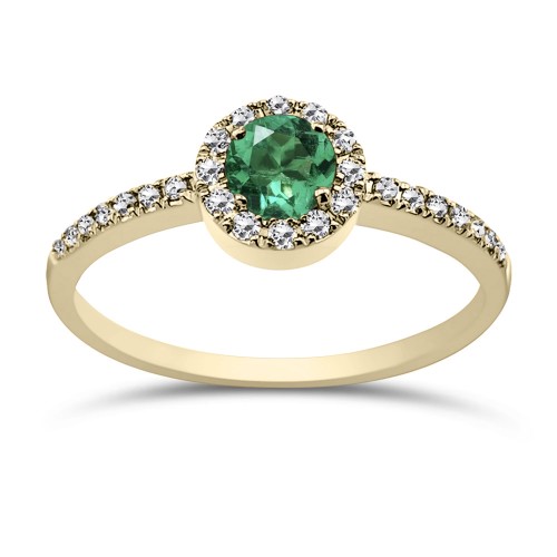 Solitaire ring 18K gold with emerald 0.35ct and diamonds VS1, Η da4013 ENGAGEMENT RINGS Κοσμηματα - chrilia.gr
