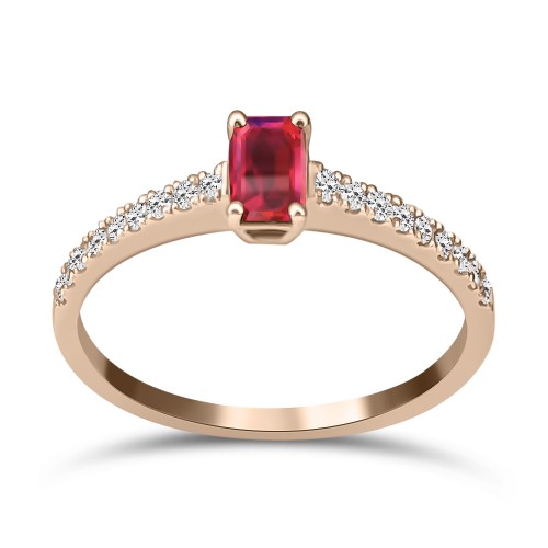 Solitaire ring 18K pink gold with ruby 0.30ct and diamonds 0.17ct, VS1, G da3895 ENGAGEMENT RINGS Κοσμηματα - chrilia.gr