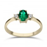 Solitaire ring 18K gold with emerald 0.39ct and diamonds 0.06ct, VS1, G da3897 ENGAGEMENT RINGS Κοσμηματα - chrilia.gr