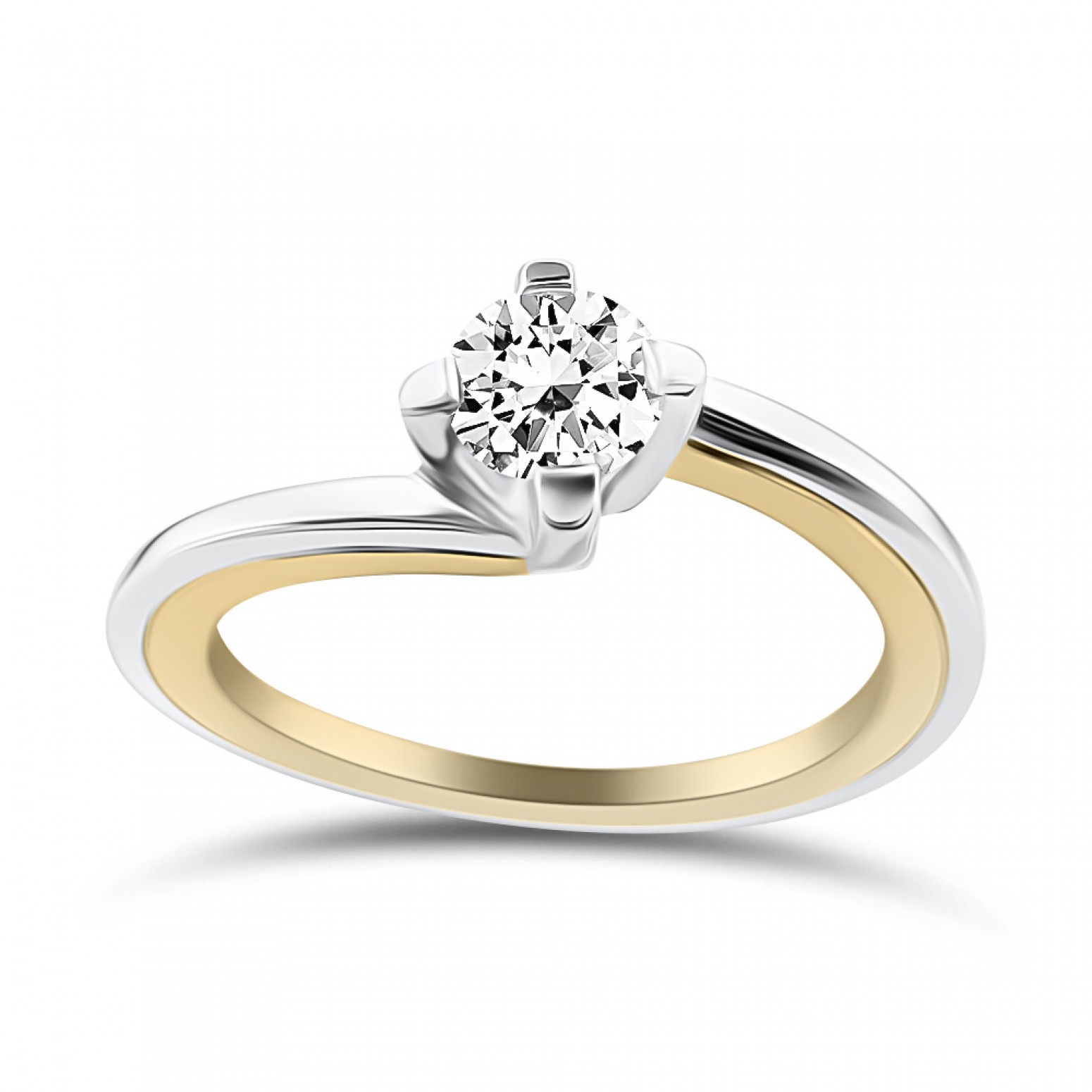 Solitaire ring 18K white and yellow gold with diamond 0.28ct, VVS2, G from IGL da3979 ENGAGEMENT RINGS Κοσμηματα - chrilia.gr